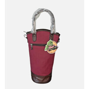Sachi Insulated Wine Tote Bag Picnic Travel Burgundy/Brown NWT